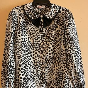 Judy Bond LS Black/ White Blouse
